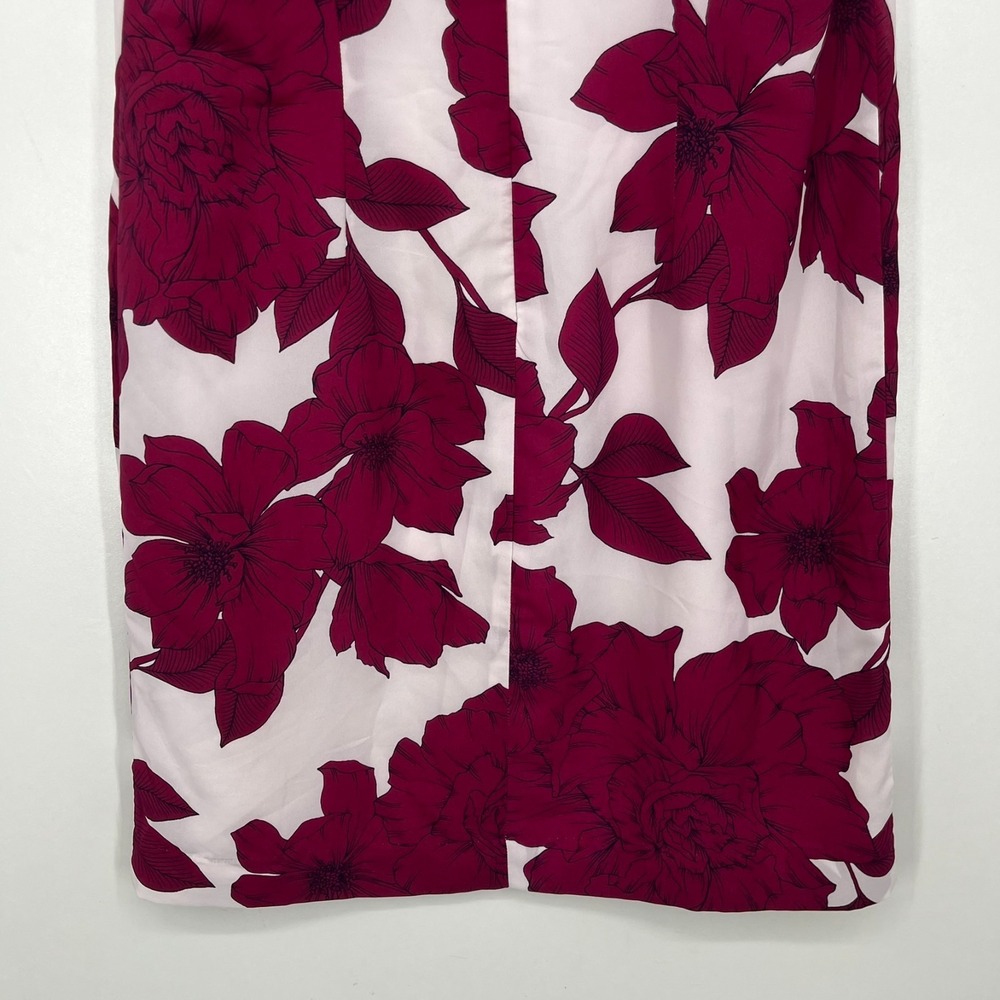 Banana Republic Dress Women's Size 2 Red Floral Print Back Zip Sleeveless - Picture 7 of 8